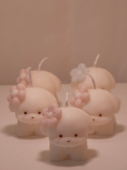 flower puppy candle