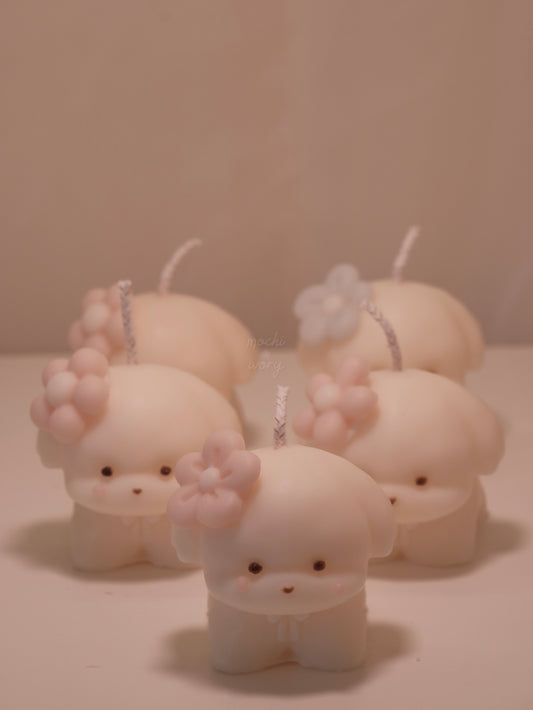 flower puppy candle